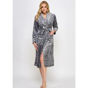Estelle Metallic Star Print Plush Robe